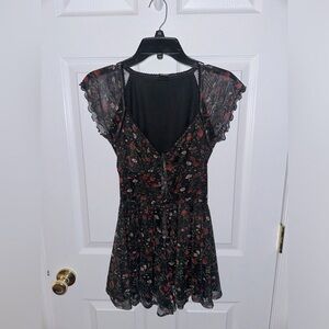 UO Floral Mesh Milly Romper